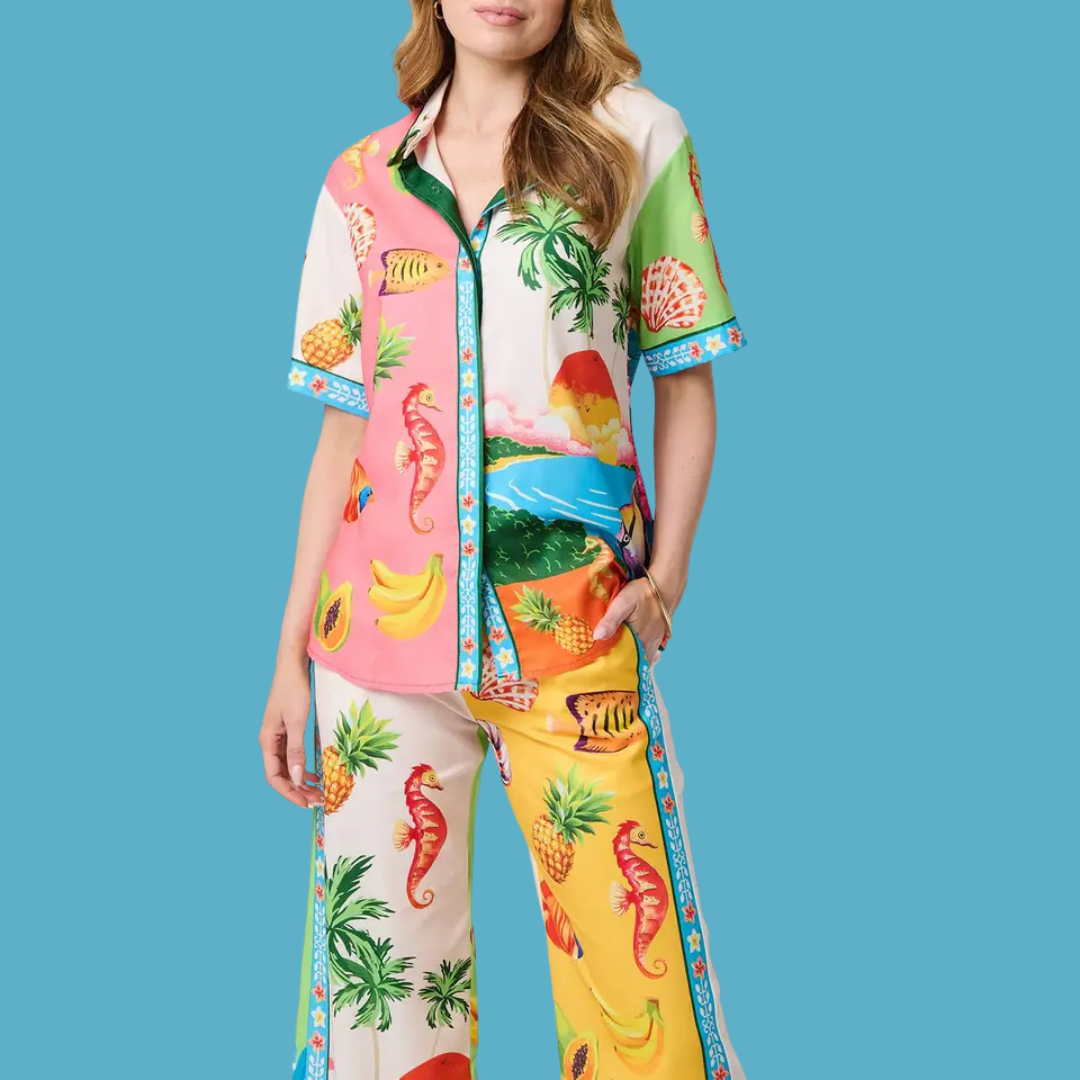 Tropical Print Shirt Trousers Co-Ord Set