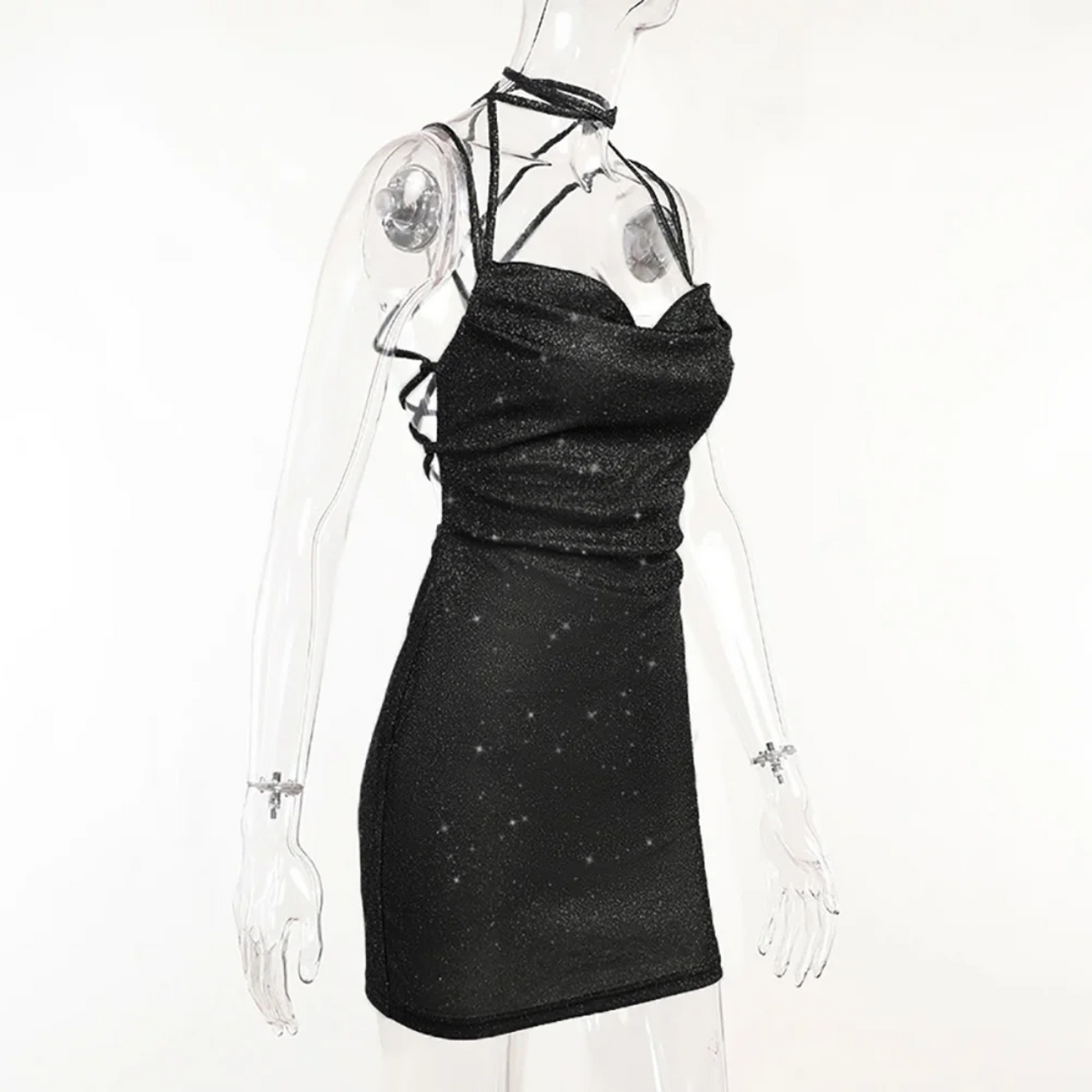 Glitter Cowl-Neck Dress - Festigal