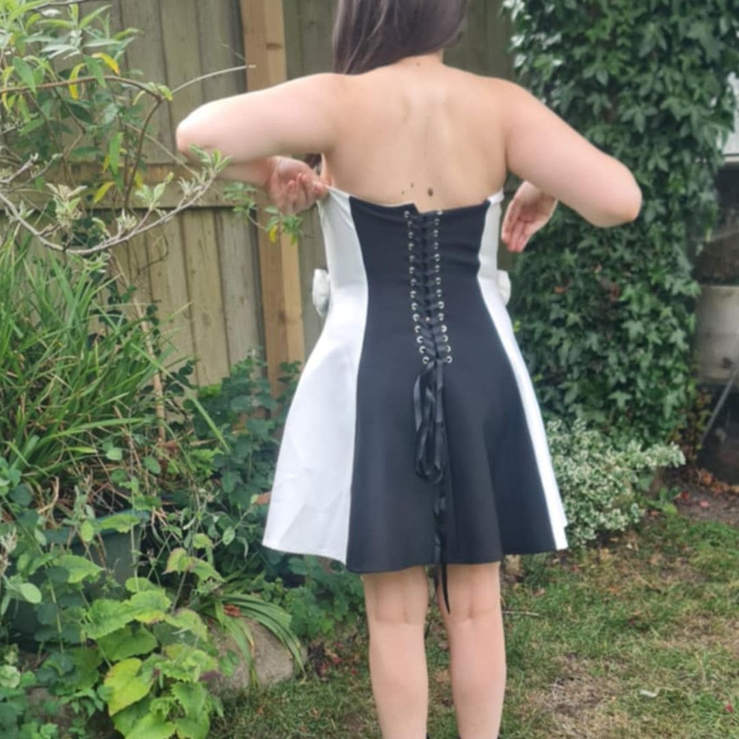 Monochrome 3D Flower A Line Dress - Festigal