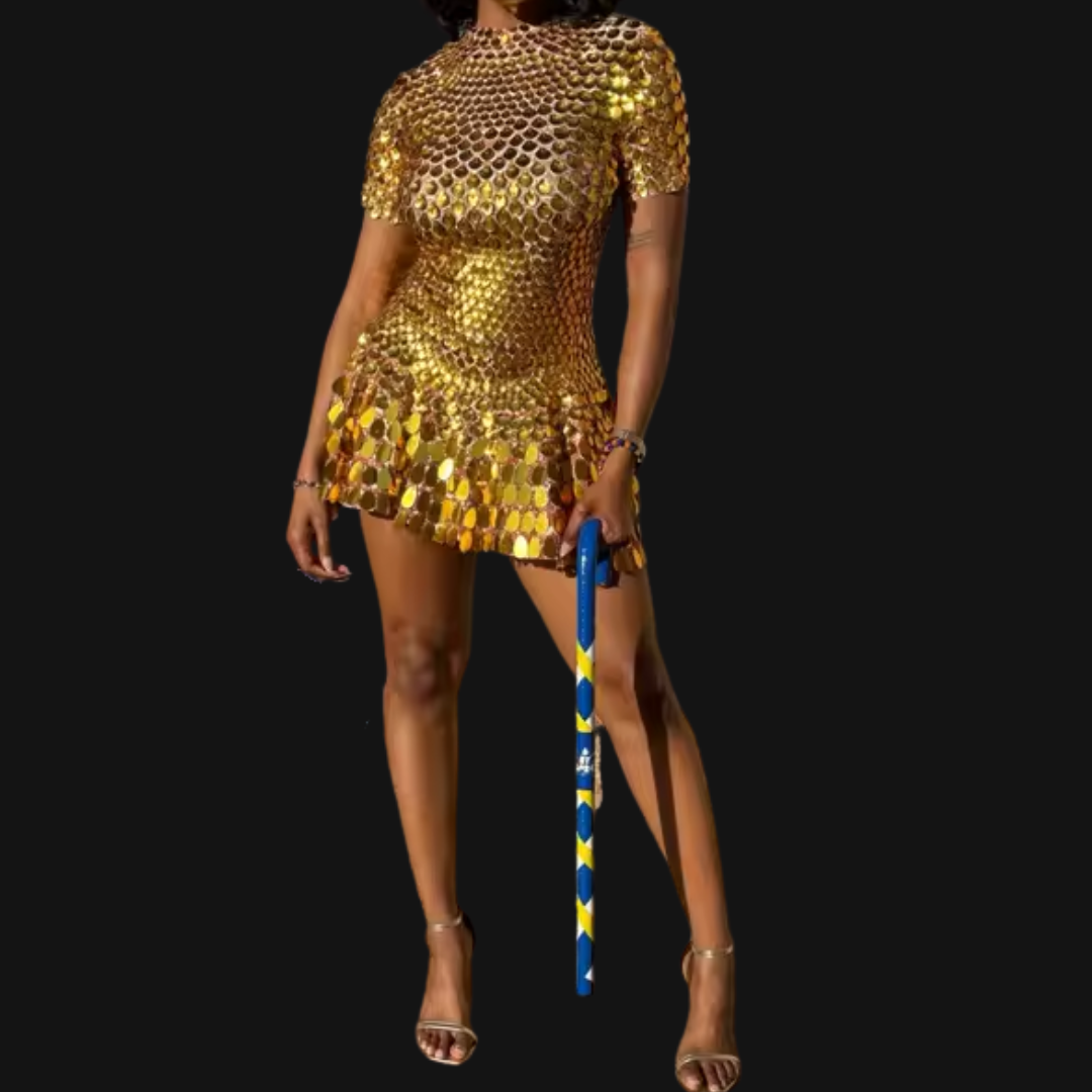Shimmering Sequins Mermaid Leotard Micro Dress