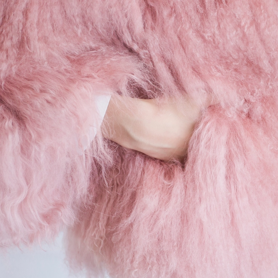 Pink Mongolian Shearling Jacket - Festigal