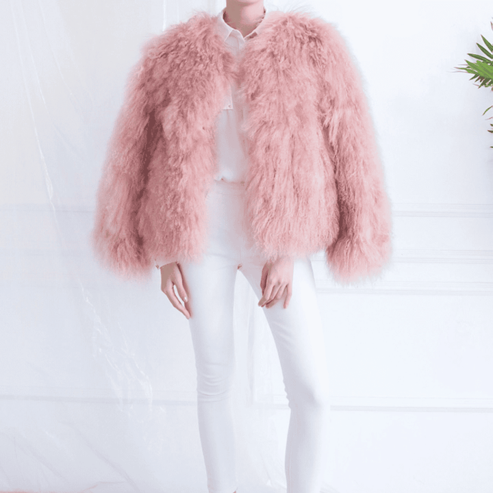Pink Mongolian Shearling Jacket - Festigal