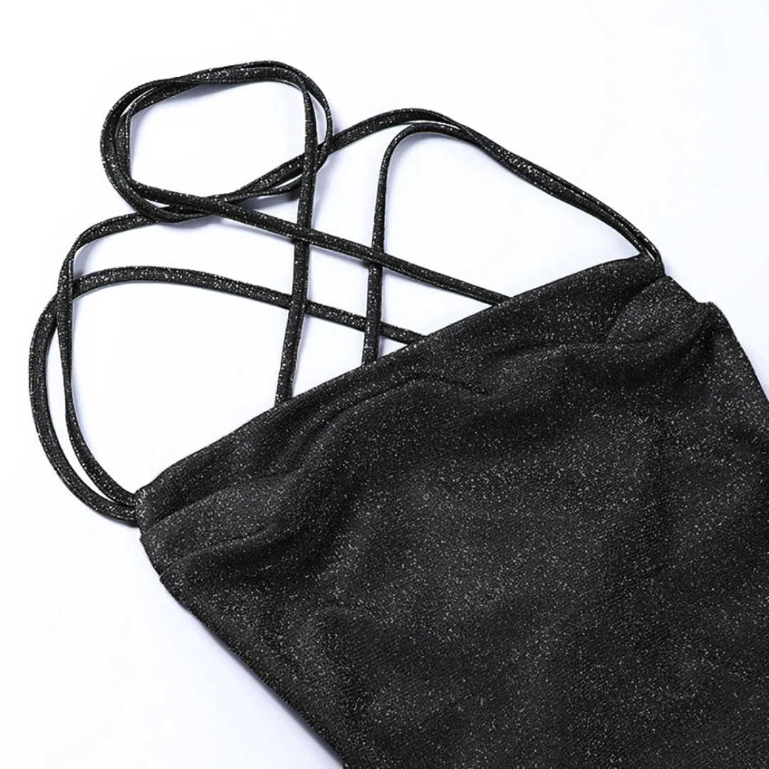 Glitter Cowl-Neck Dress - Festigal