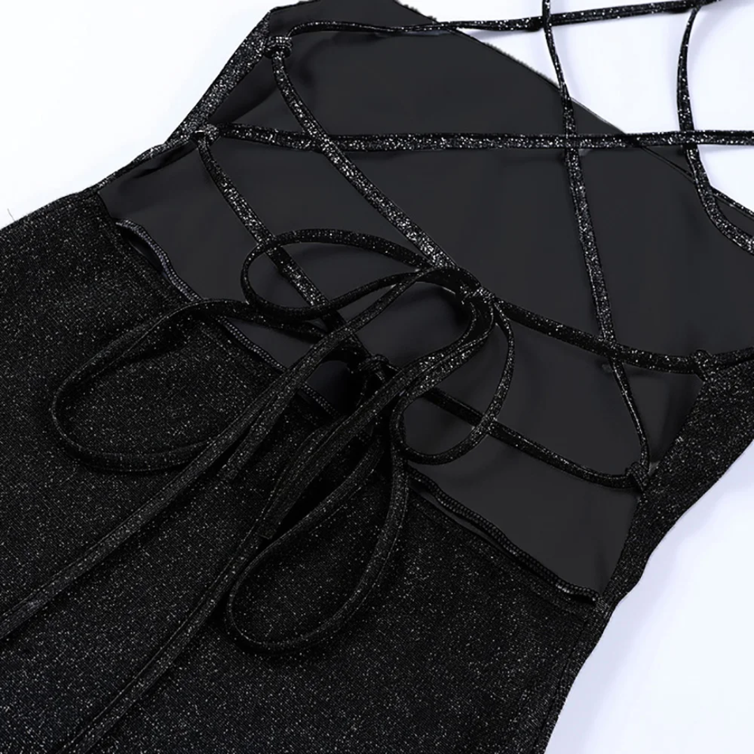 Glitter Cowl-Neck Dress - Festigal