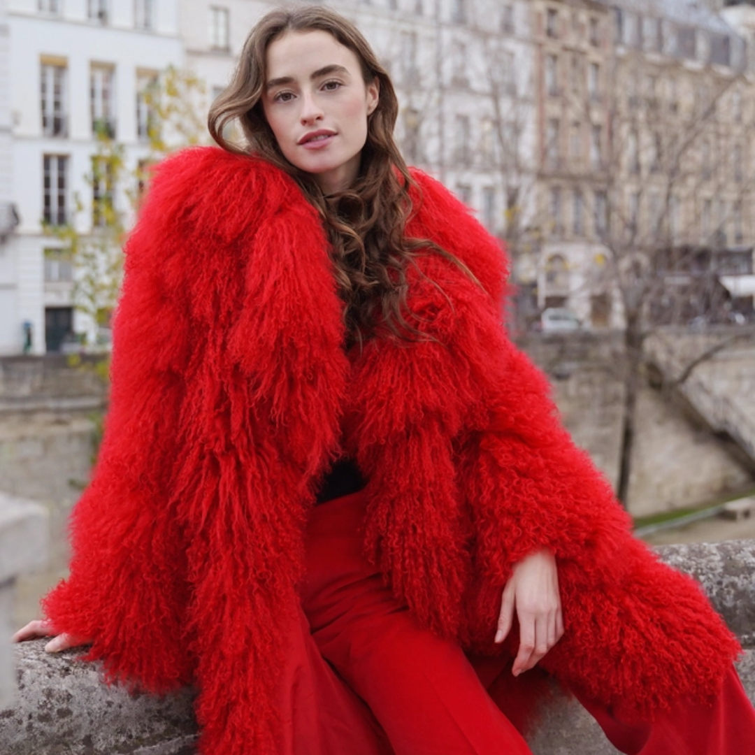 Red Mongolian Fur Coat - Festigal