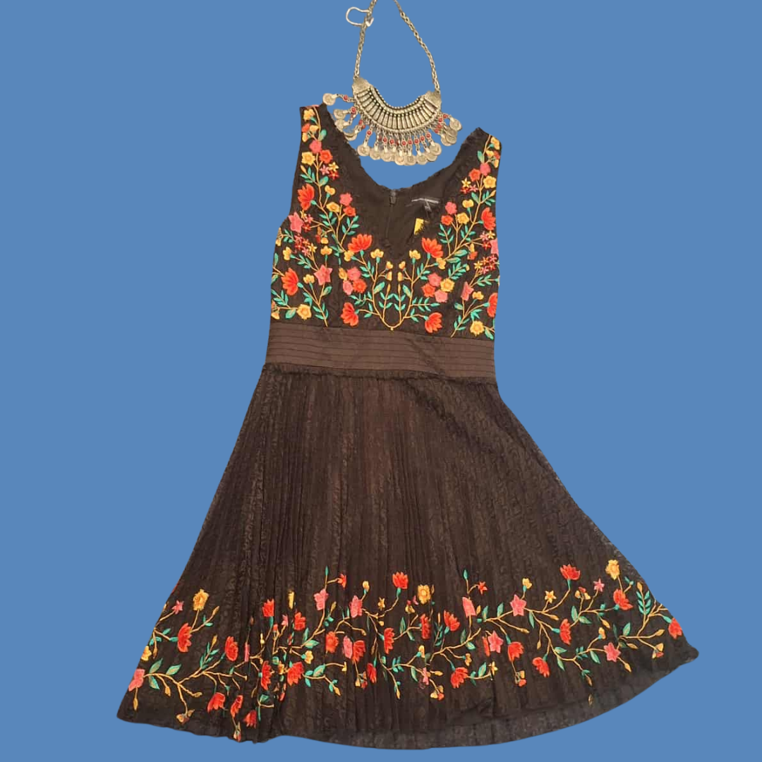 French Connection Amity Embroidered Dress Size 10.