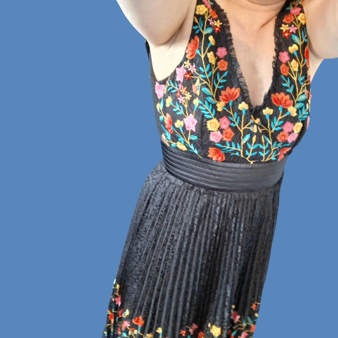 French Connection Amity Embroidered Dress Size 10.