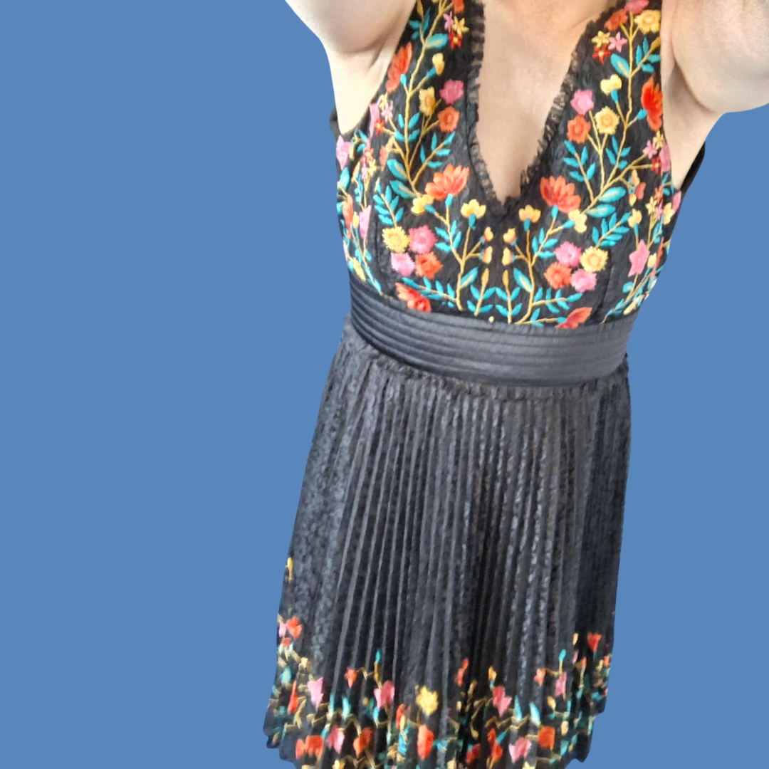 French Connection Amity Embroidered Dress Size 10.