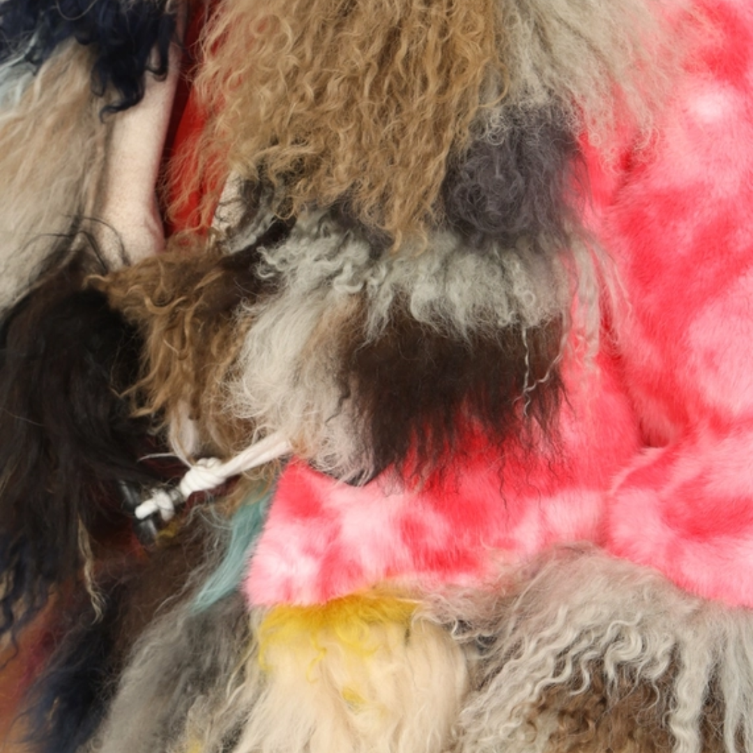 Multicoloured Patchwork Faux Fur Trim Jacket