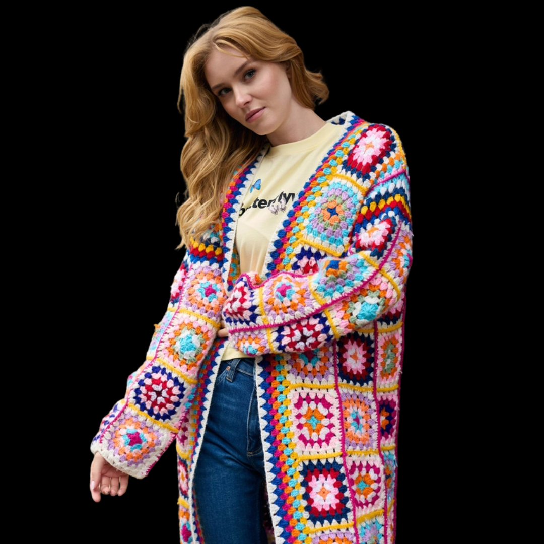 Crochet Multi-coloured Square Kimono