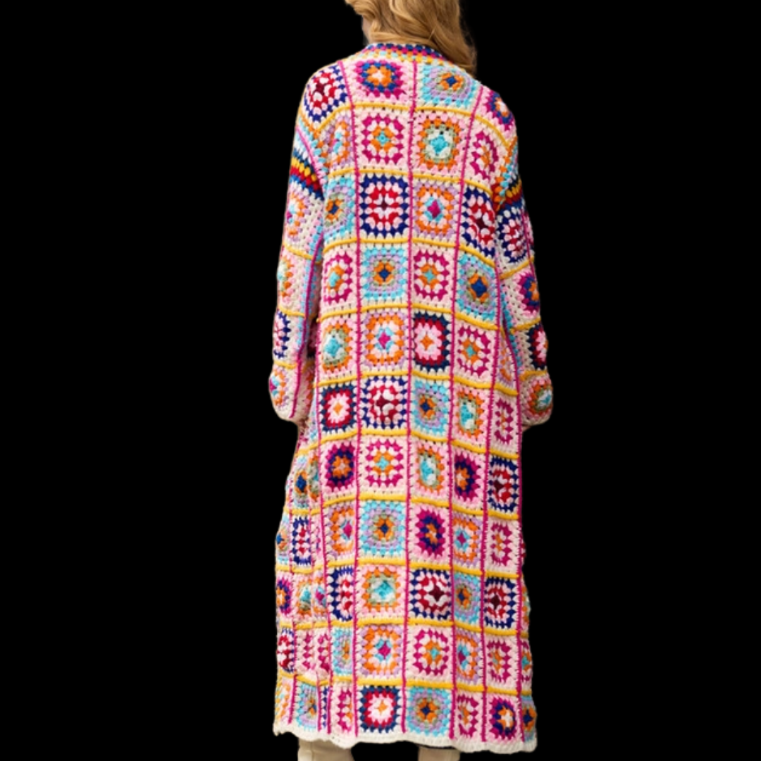 Crochet Multi-coloured Square Kimono
