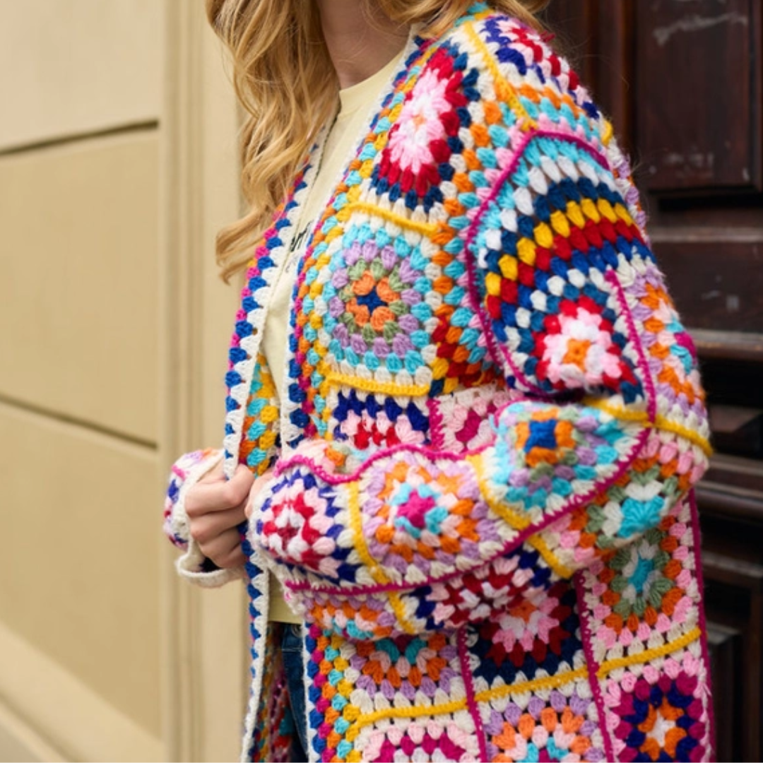 Crochet Multi-coloured Square Kimono