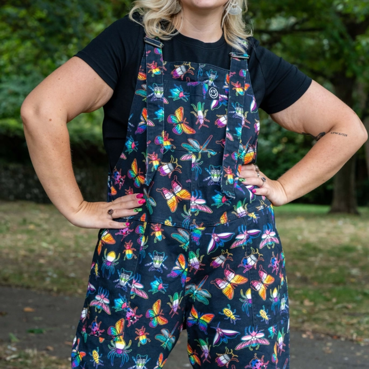 Rainbow Bugs Stretch Dungarees