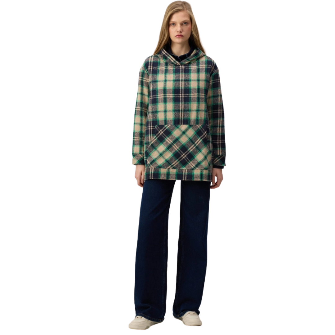 Plaid Hooded Sweatshirt