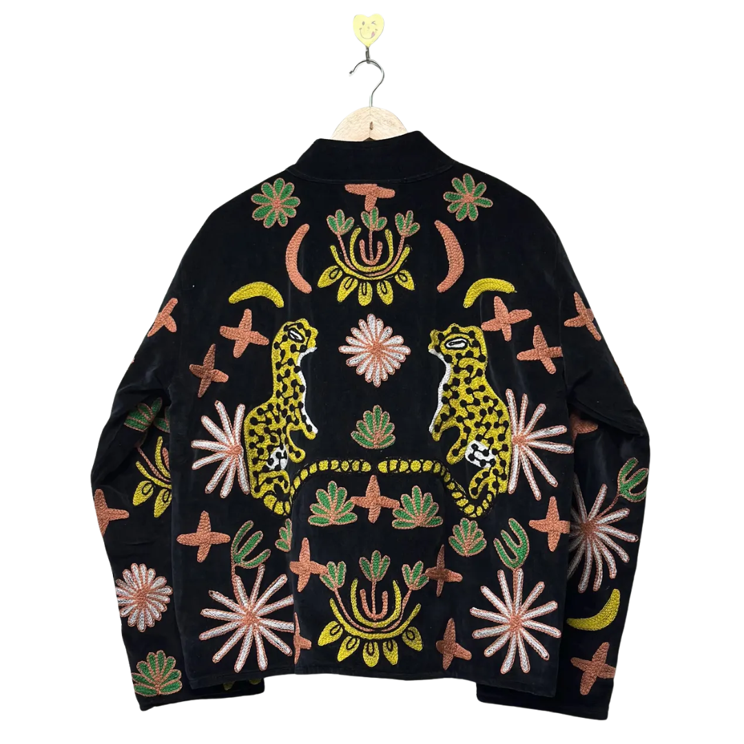 Handmade Tiger Floral Velvet Suzani Jacket