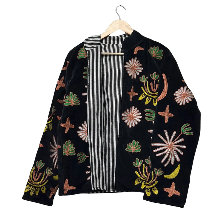 Handmade Tiger Floral Velvet Suzani Jacket