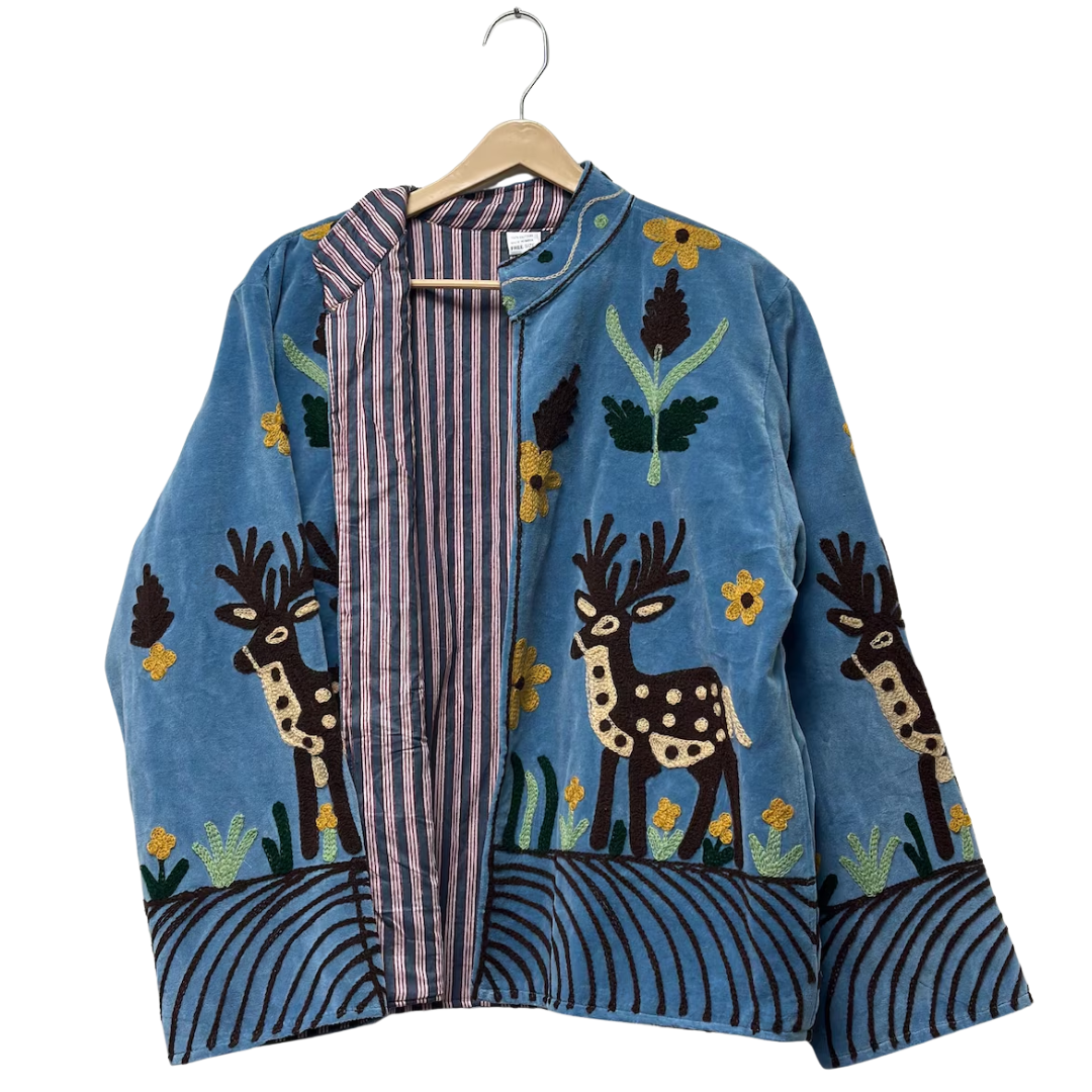 Handmade Velvet Deer Suzani Jacket