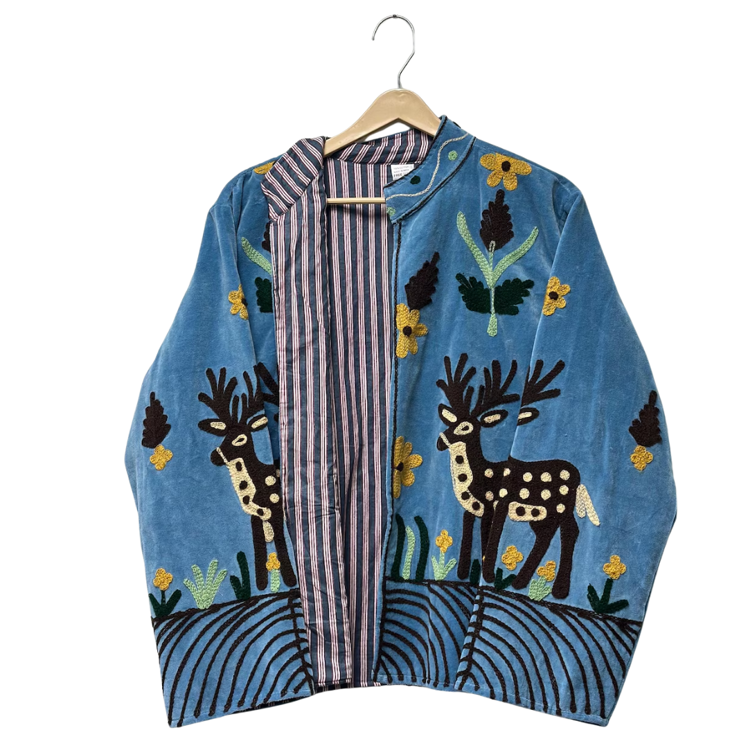 Handmade Velvet Deer Suzani Jacket