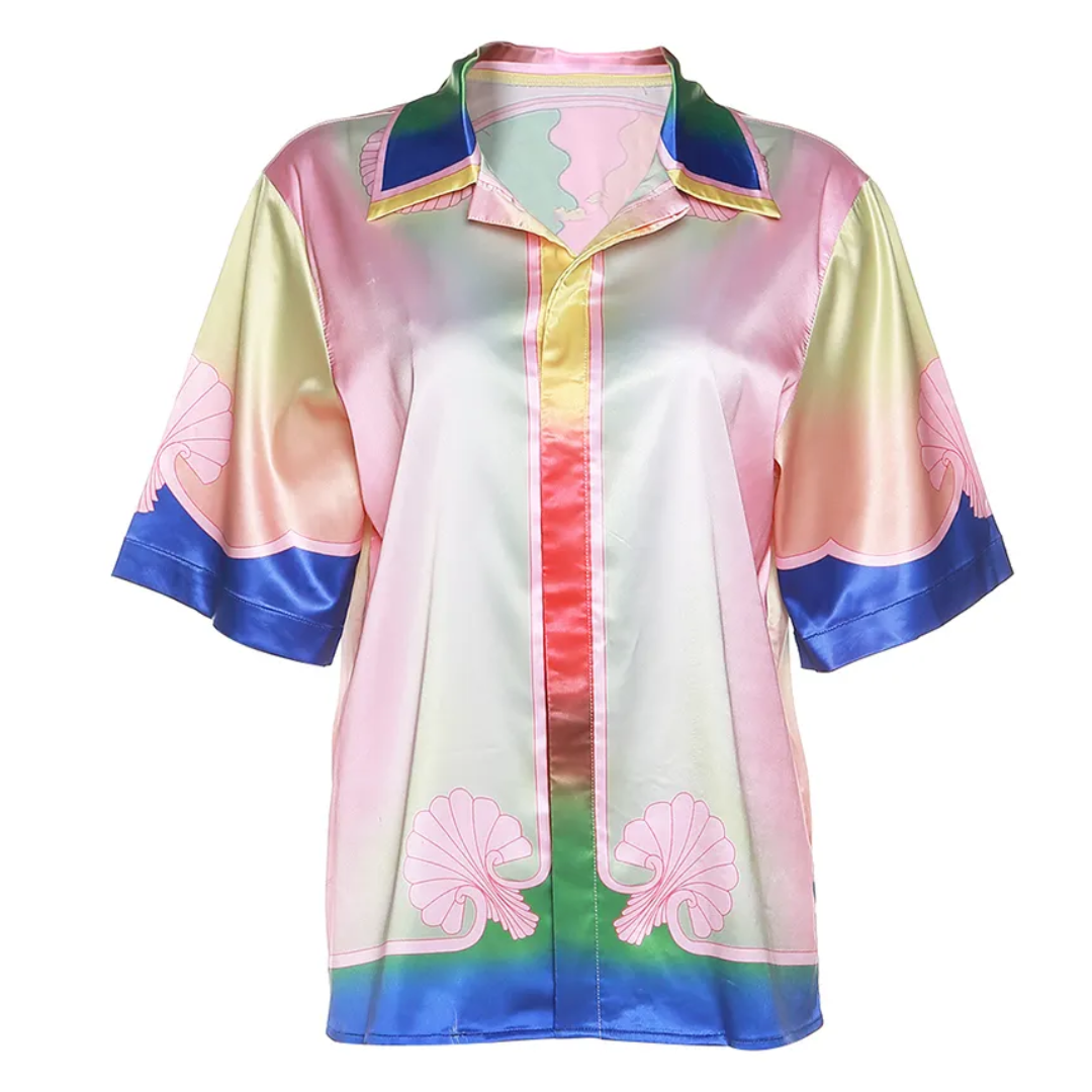 Rainbow Ombre Satin Shirt - Festigal