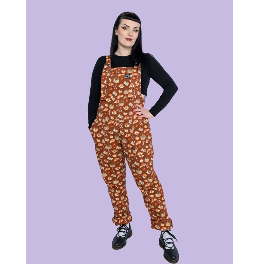 Mushroom Tea Party Stretch Dungarees