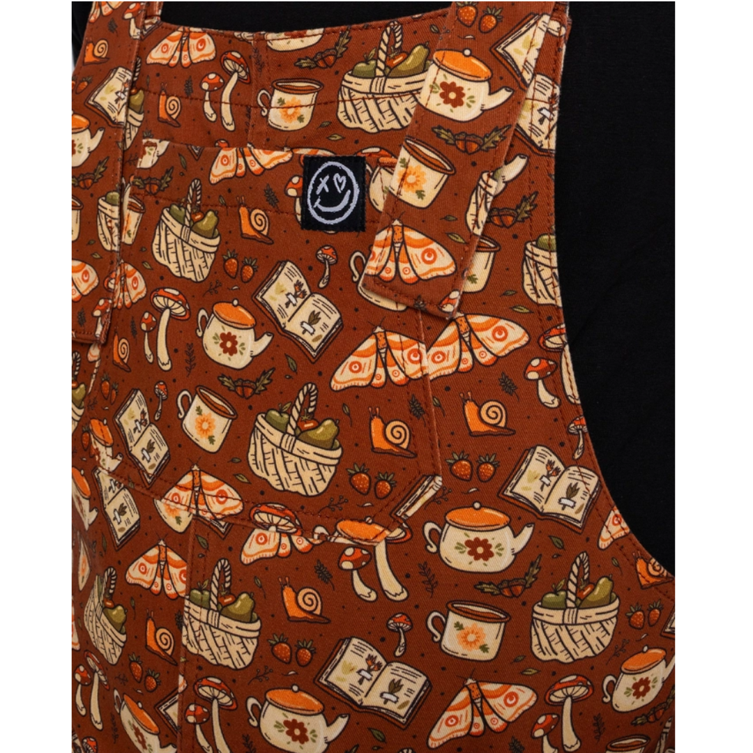 Mushroom Tea Party Stretch Dungarees