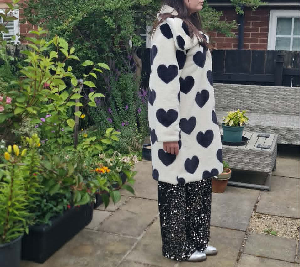 Faux Fur Heart Long Winter Coat