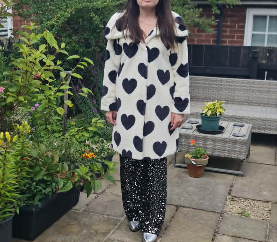 Faux Fur Heart Long Winter Coat