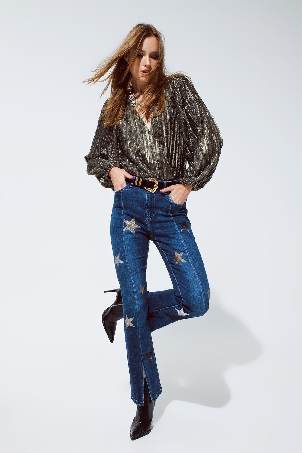 Star Flared Denim Jeans - Festigal