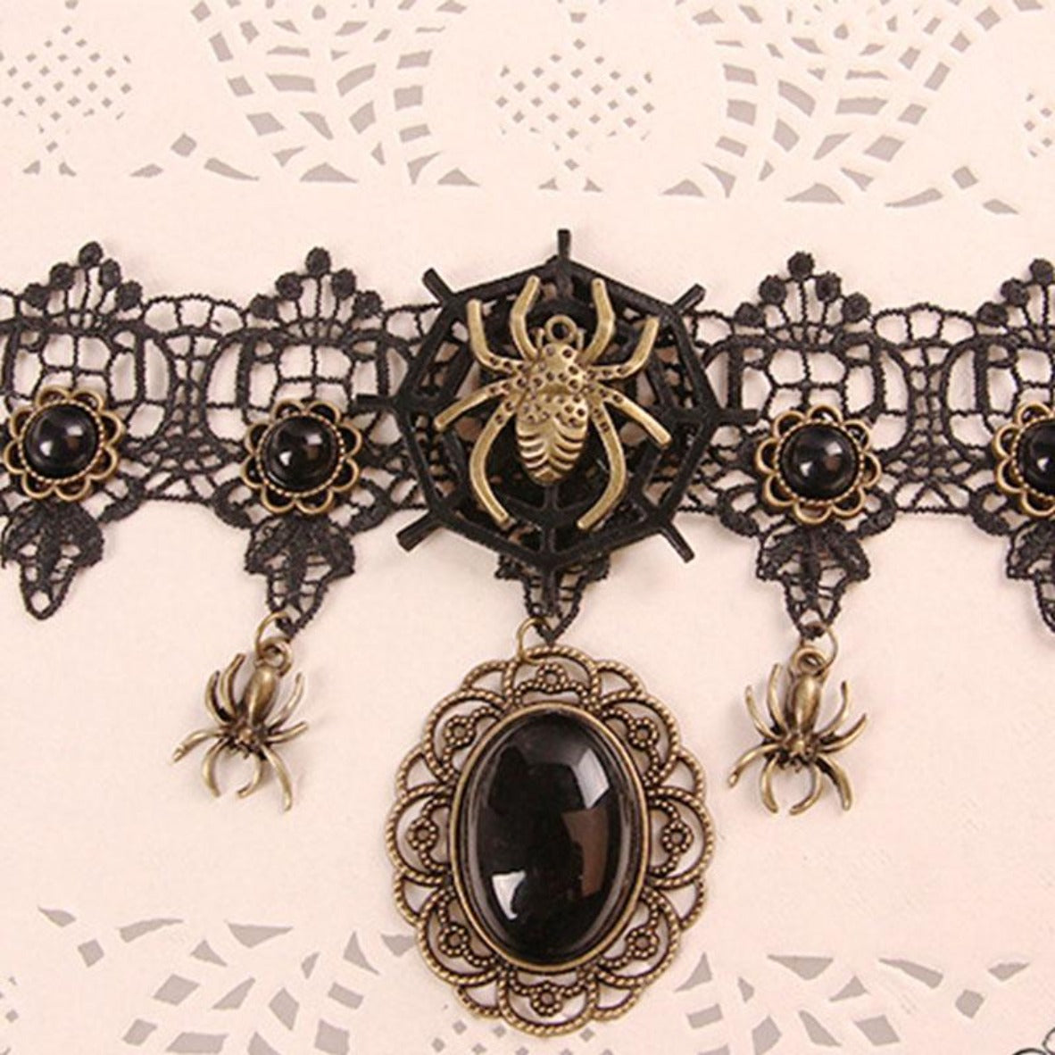Retro Halloween Spider Lace Necklace - Festigal