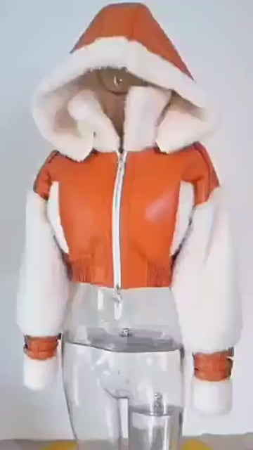 Faux Leather Patchwork Bomber Jacket