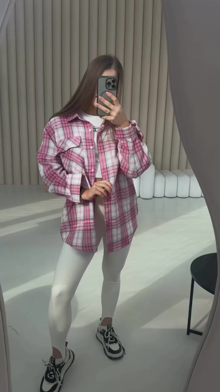 Pink & White Plaid Shirt