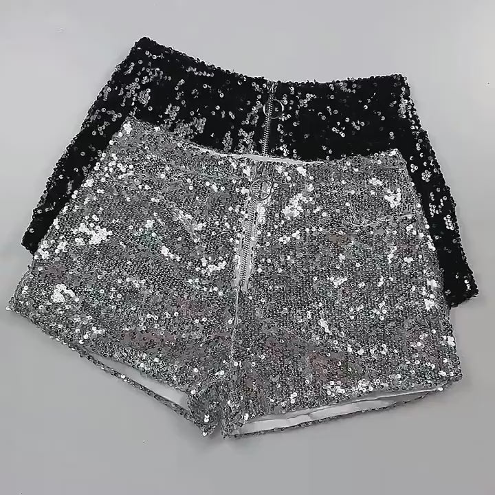 Sequin Zipped Shorts