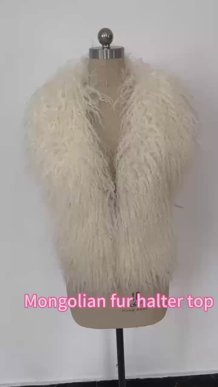 Mongolian Fur Halter Neck Top