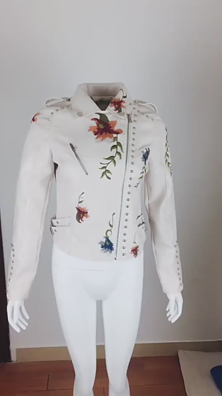 Biker Jacket With Floral Twist