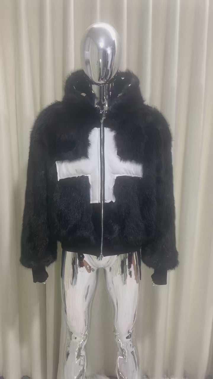 Mens Faux Fur Cross Jacket