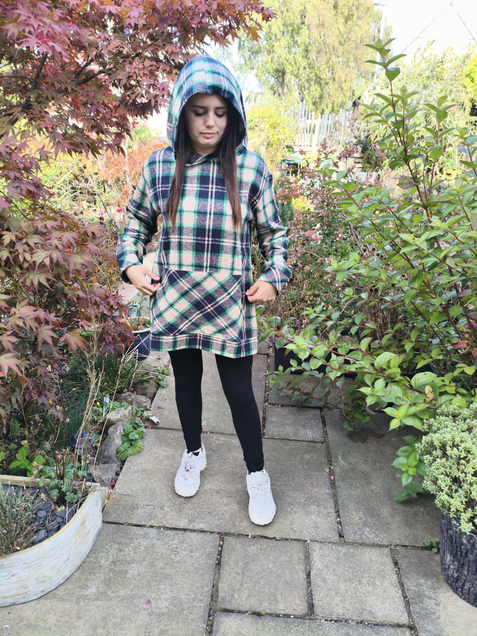 Plaid Hooded Sweatshirt