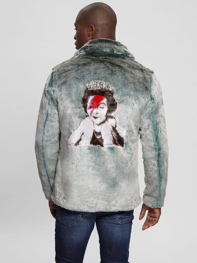 Authentic Men's GUESS Queen Elizabeth & Bowie-Inspired Lightning Bolt Jacket