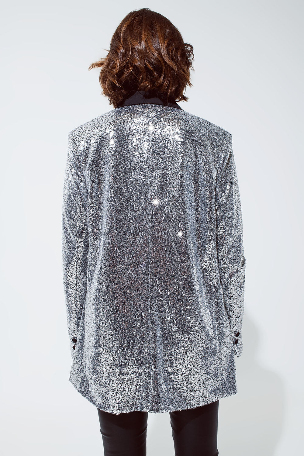 Silver Sequin Tuxedo Blazer - Festigal
