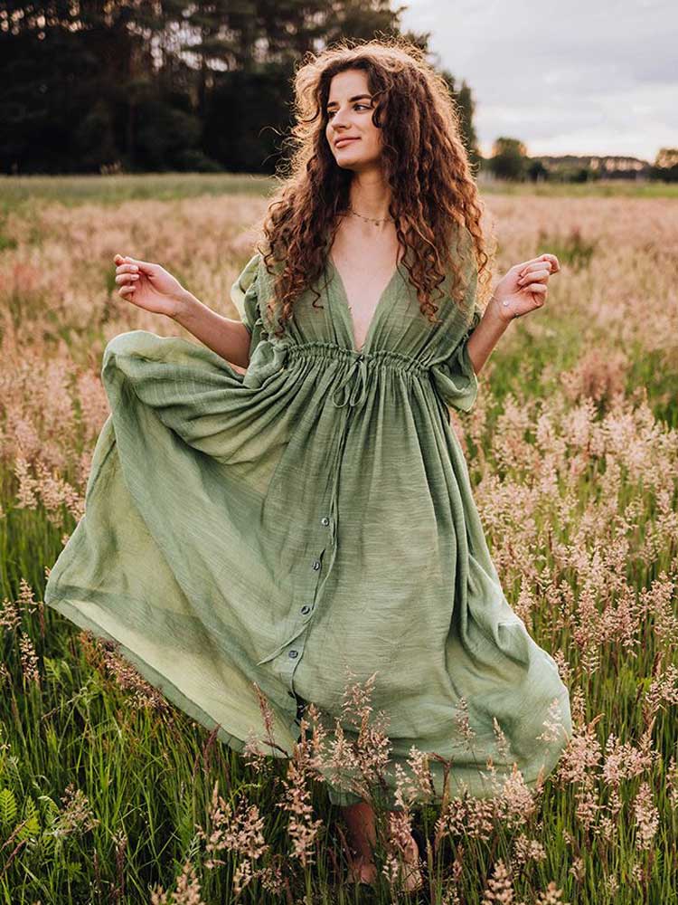 Long Cotton Tunic Cover Over Dress - Festigal