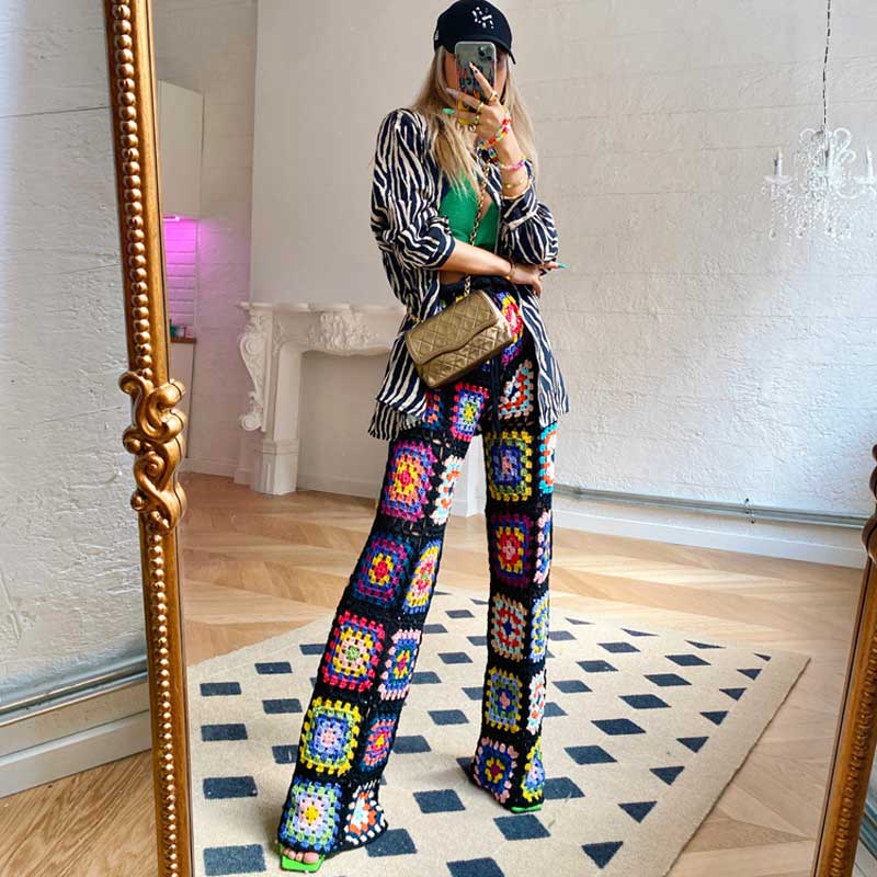 Boho Handmade Crochet Wide Leg Pants - Festigal