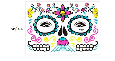 Day of The Dead Glow In The Dark Face Stickers - Festigal