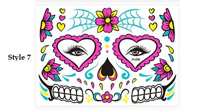 Day of The Dead Glow In The Dark Face Stickers - Festigal