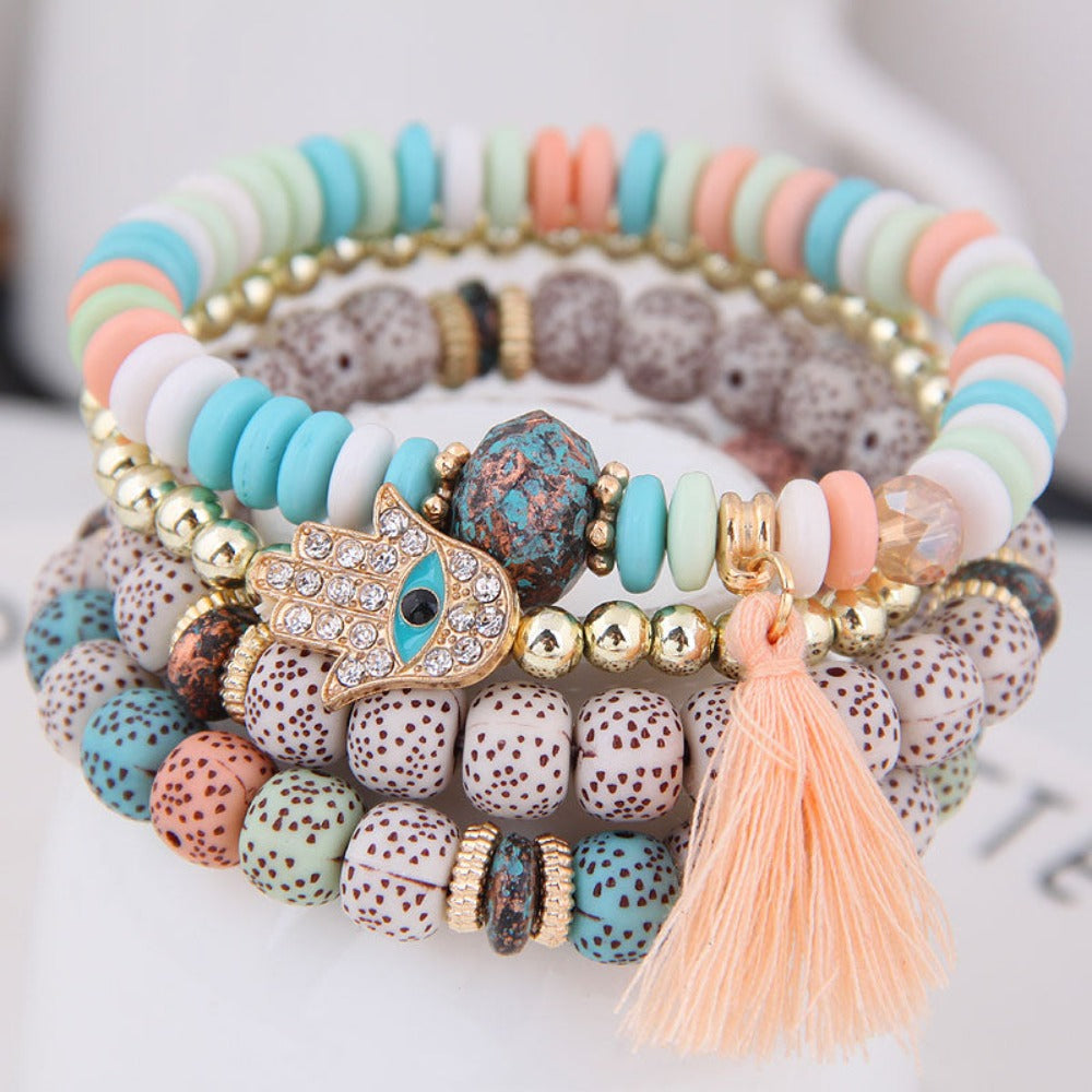 4 Heart Charm Beads Bracelets - Festigal