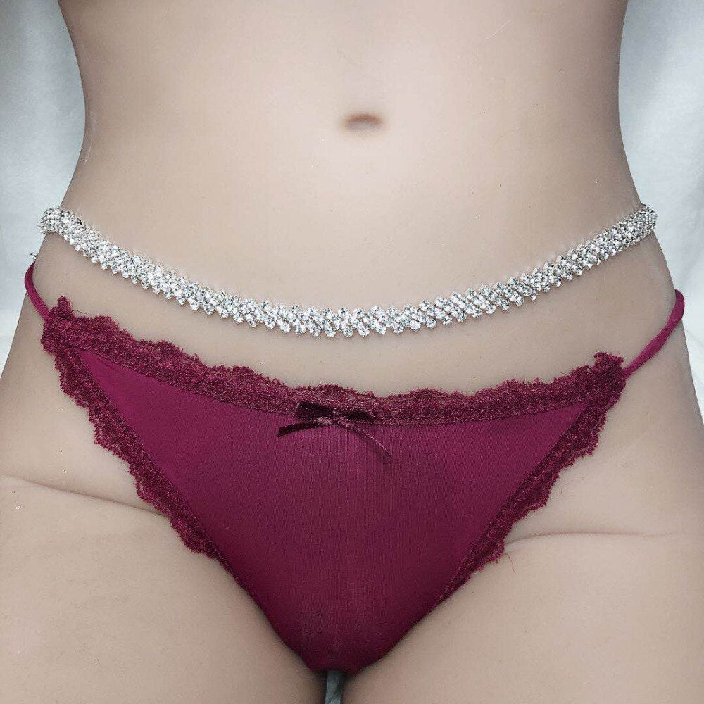 Shiny Silver Crystal Waist Chain - Festigal