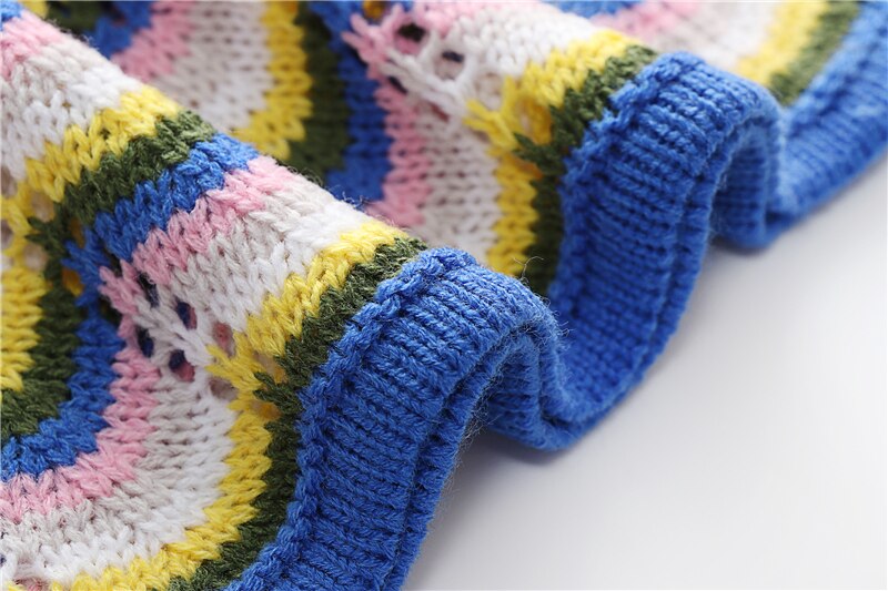 Colourful Striped Knitted/Crochet Dress - Festigal