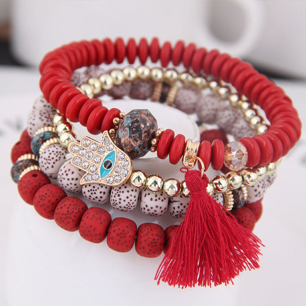 4 Heart Charm Beads Bracelets - Festigal