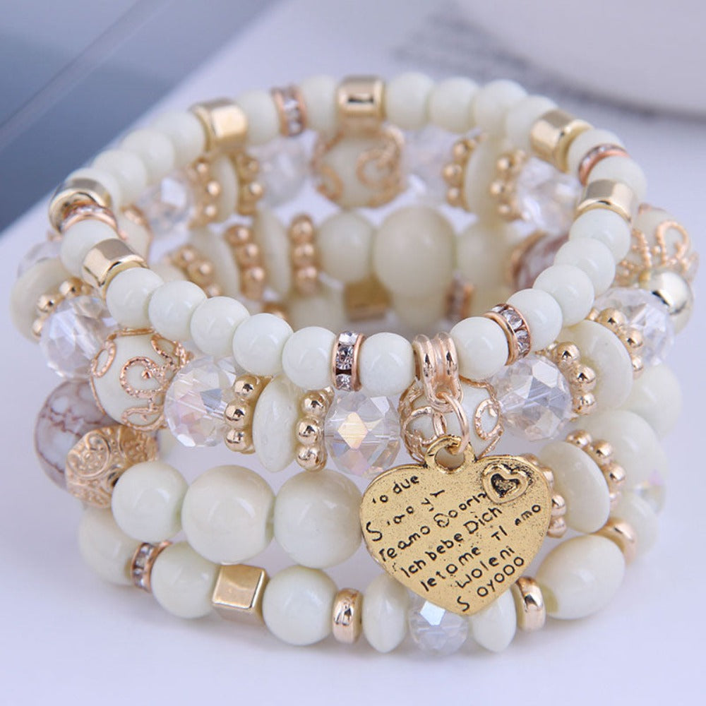 4 Heart Charm Beads Bracelets - Festigal
