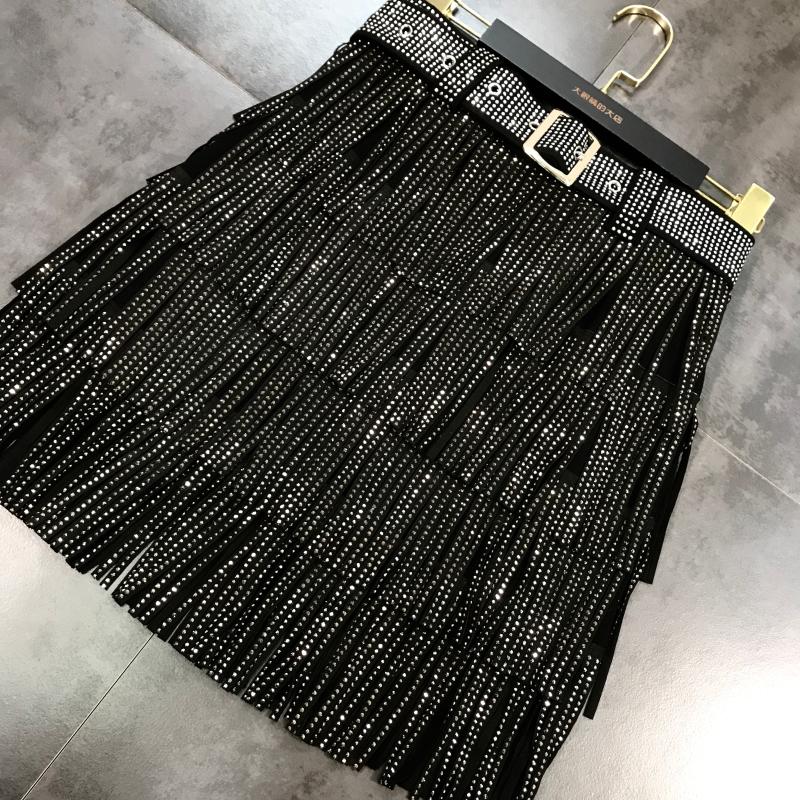 Western Rhinestone Tassel Skirt & Top Set - Festigal