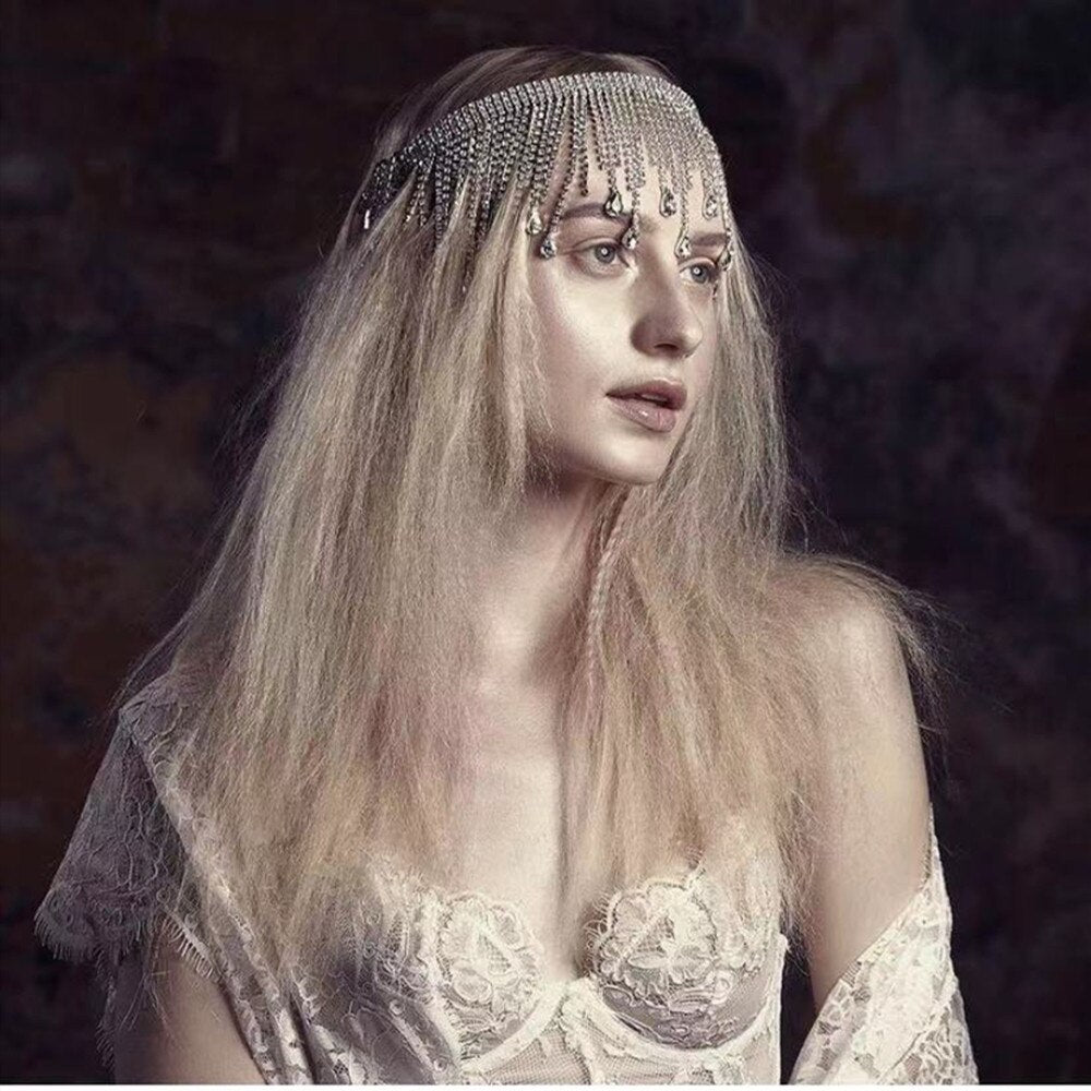 Ethereal Rhinestone Tassel Headband - Festigal