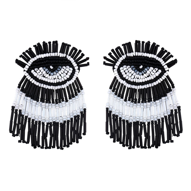 Evil Eye Beaded Tassel Earrings - Festigal